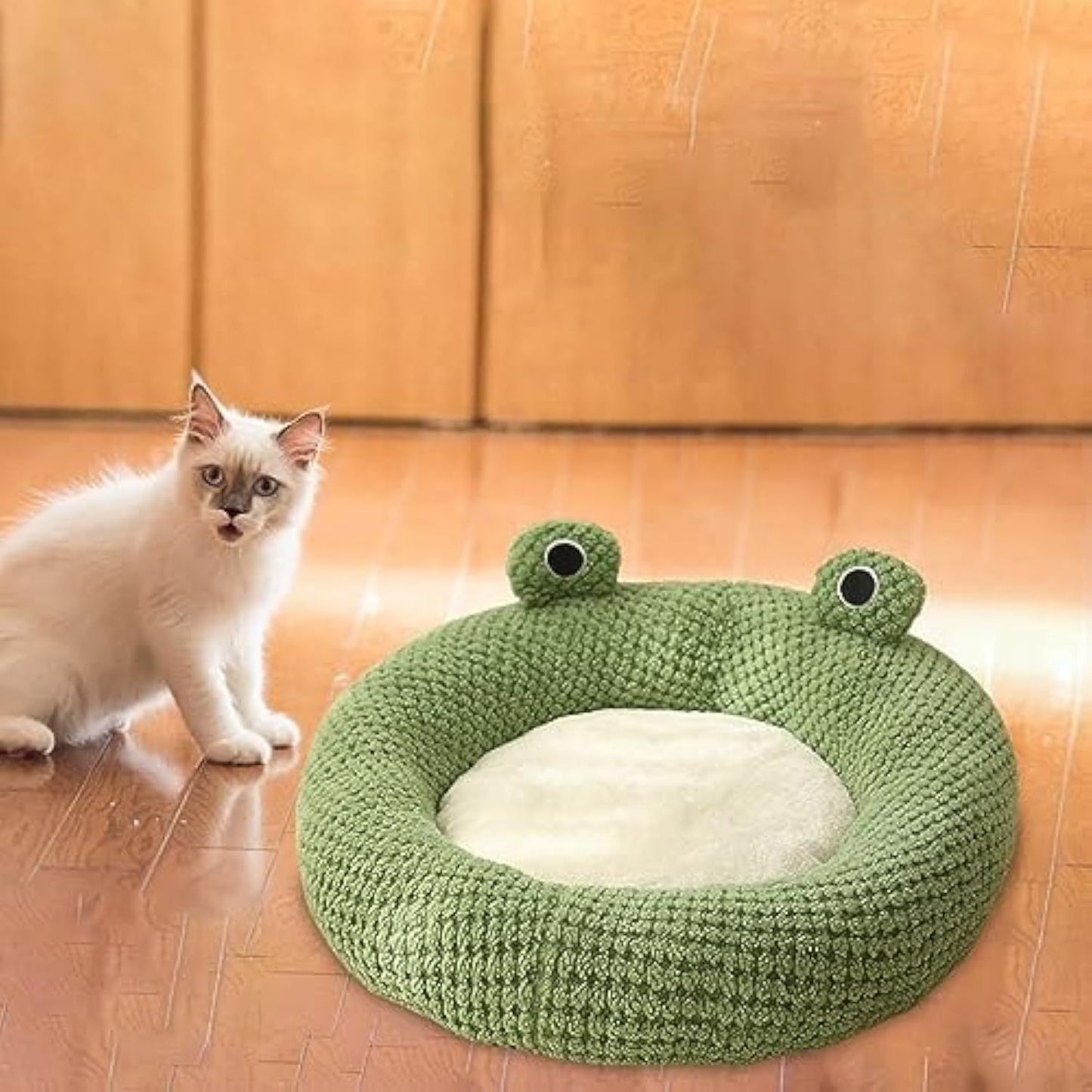 Lit de chat en forme de grenouille de dessin animé, lit de chat confortable d'intérieur pour chats ou petits chiens, chenil mignon pour animal de compagnie, nid de chat pour chiot, chaton, lapin