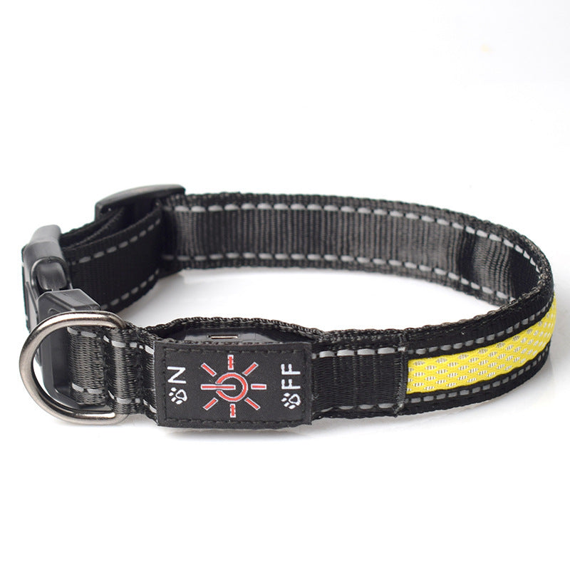 Collar para mascotas de malla de nailon luminoso LED, puerto de carga tipo c, resistente al agua