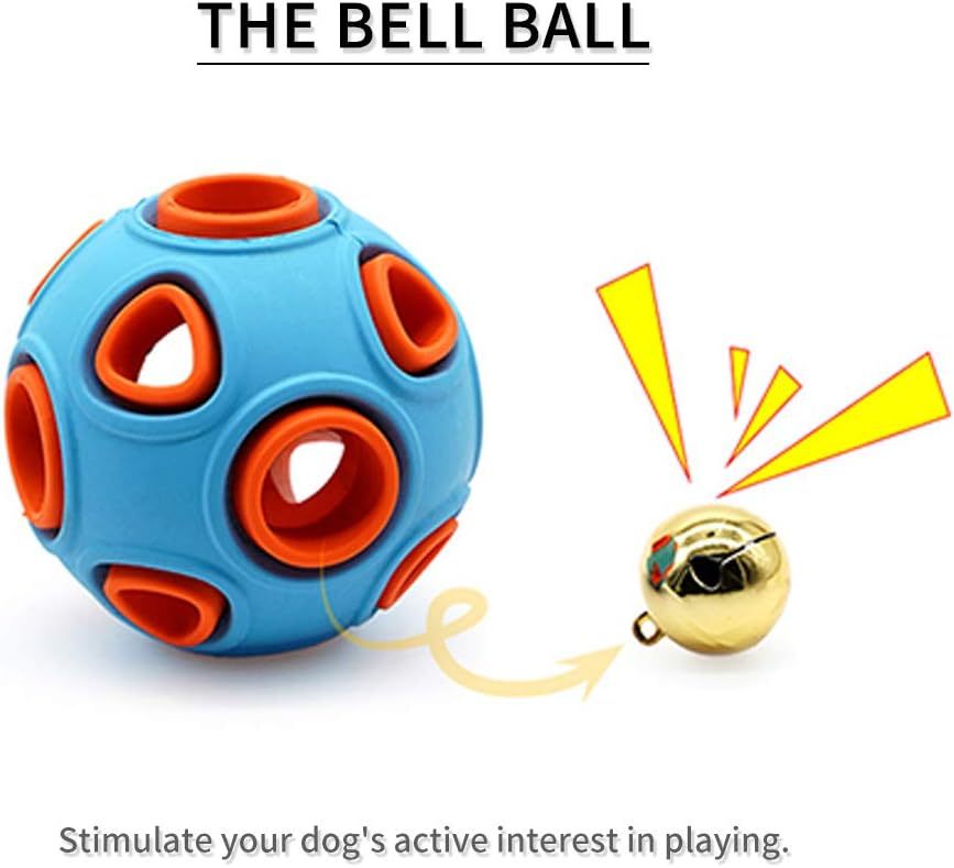 Dog Ball Toy Dog Interactive Toy With Ring Bell Squeak Toys Dog Rubber Bouncy Ball Pet Exercise Game Puzzle Ball To Increase IQ Search Catch Bite Resistant Chewing Toy