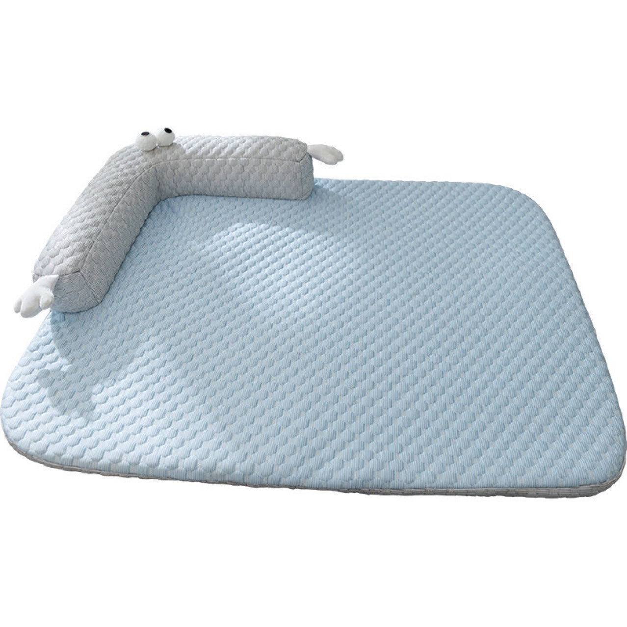 Lit rafraîchissant pour animaux de compagnie avec motif de monstre aux grands yeux Coussin de canapé en polyester antidérapant respirant pour chiens et chats Tapis de couchage d'été pour la maison et l'extérieur 