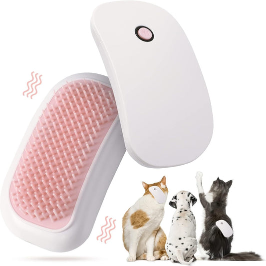 Cepillos de masaje eléctricos para gatos, cepillos de mano portátiles con vibración para mascotas, eliminan el pelo suelto de gatos y perros y eliminan los enredos, adecuados para masajes de mascotas y juguetes para perros y gatos, color rosa