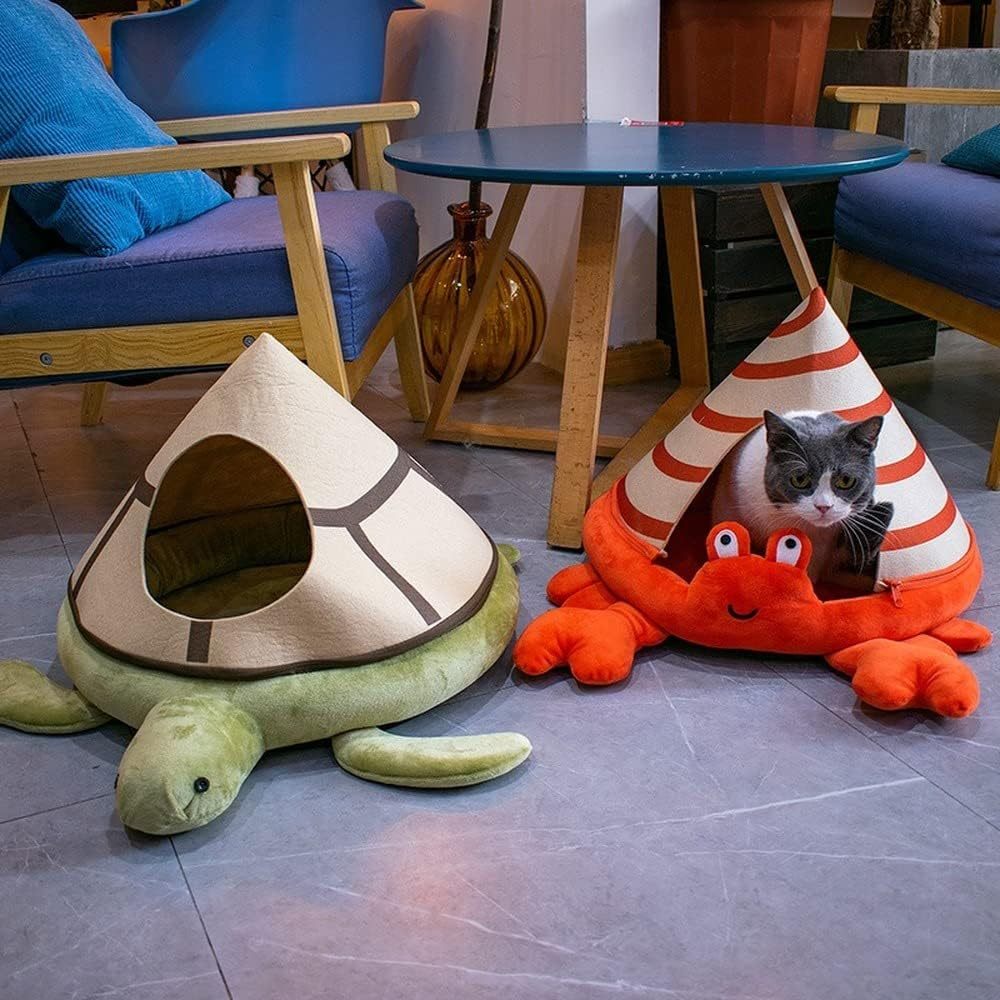 Nid pour chat en forme de tortue de crabe, canapé-lit pour chat, mignon et confortable, maison pour chat, quatre saisons, lit doux pour animaux de compagnie, adapté aux petits chats et chiens