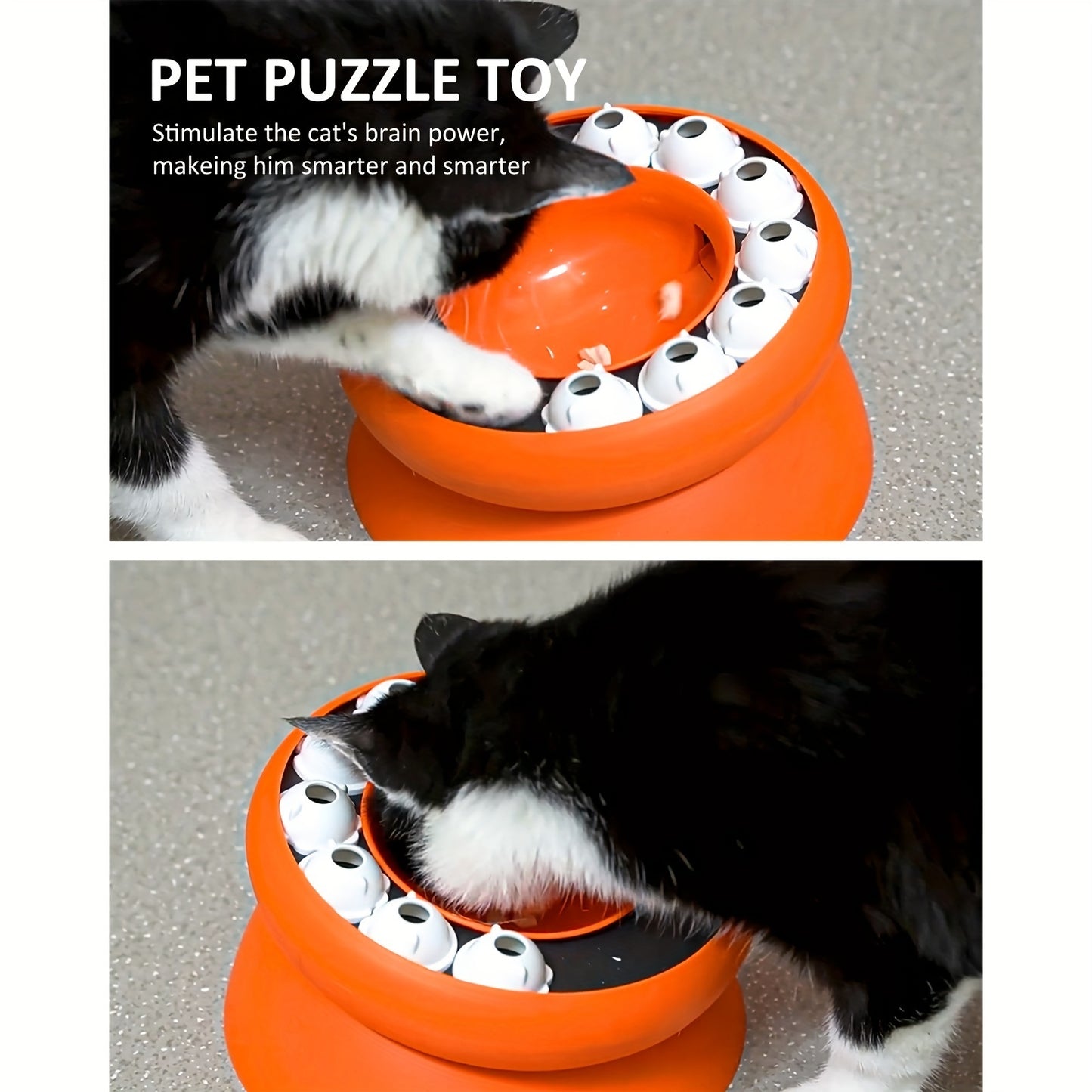 Puzzle interactif pour chats Jouet éducatif surélevé Distributeur de nourriture sèche et de collations pour animaux de compagnie