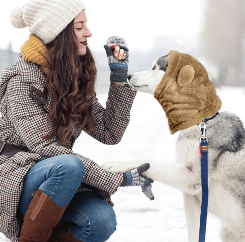 Sombrero lindo ajustable para mascotas con bola de piel, gorro de felpa para gatos, térmico y resistente al viento