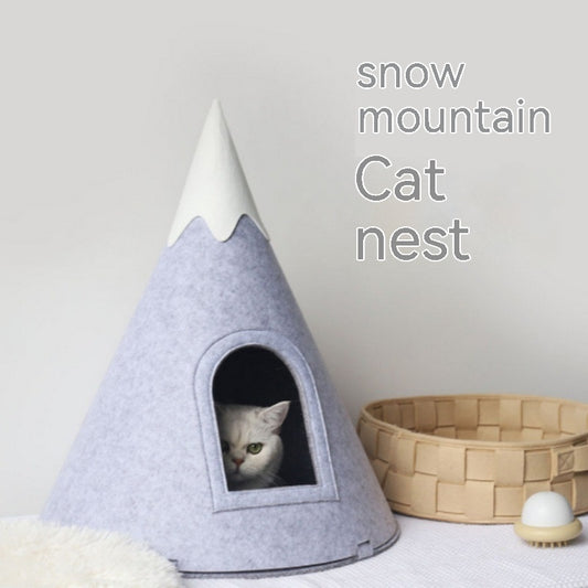 Cama semicerrada para mascotas con tienda de campaña Felt Snow Mountain