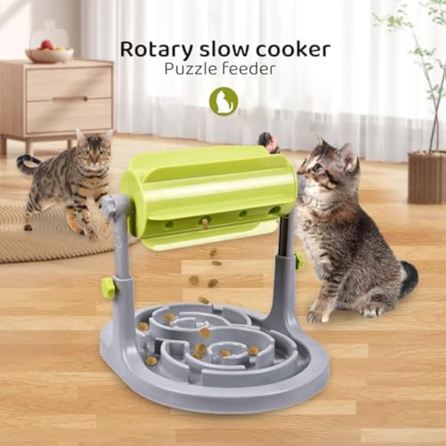 Interactive Dog Cat Food Puzzle Toy Slow Feeder Pet Bowl Treat Boredom Dispensing Slow Feeder Anxiety IQ Training In Smart Feeding And Adjustable Height For Small Medium Dogs