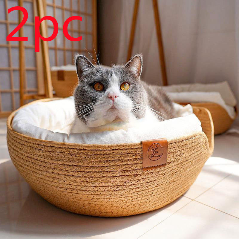 Cesta colgante de arena para gatos de ratán tipo almohada envolvente Cama para gatos Four Seasons