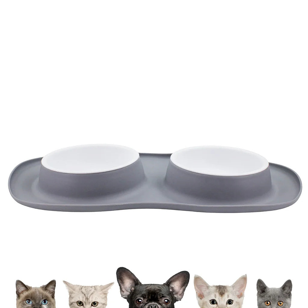 Gamelle double en silicone pour nourriture et eau pour chien et chat