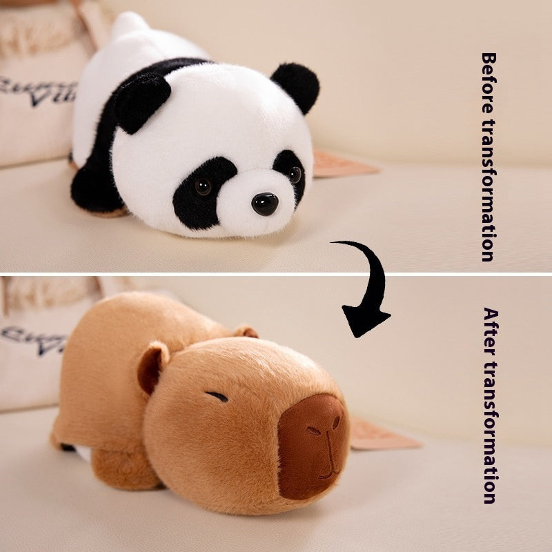 Divertido muñeco de panda menor, juguete de peluche de capibara transformado