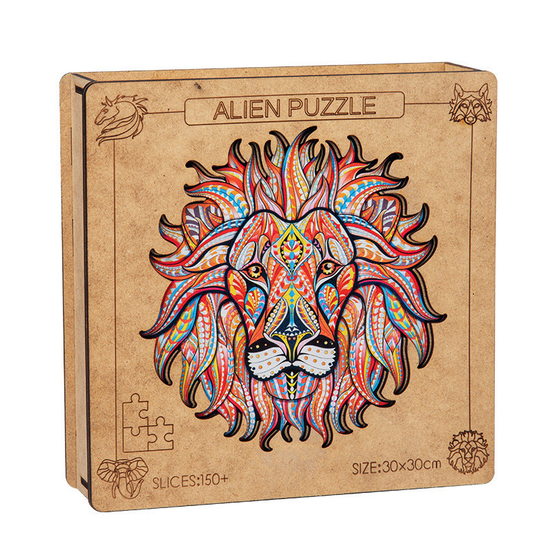 Toy Lion Animal Irregular Three-dimensional Special-shaped Wooden Puzzle