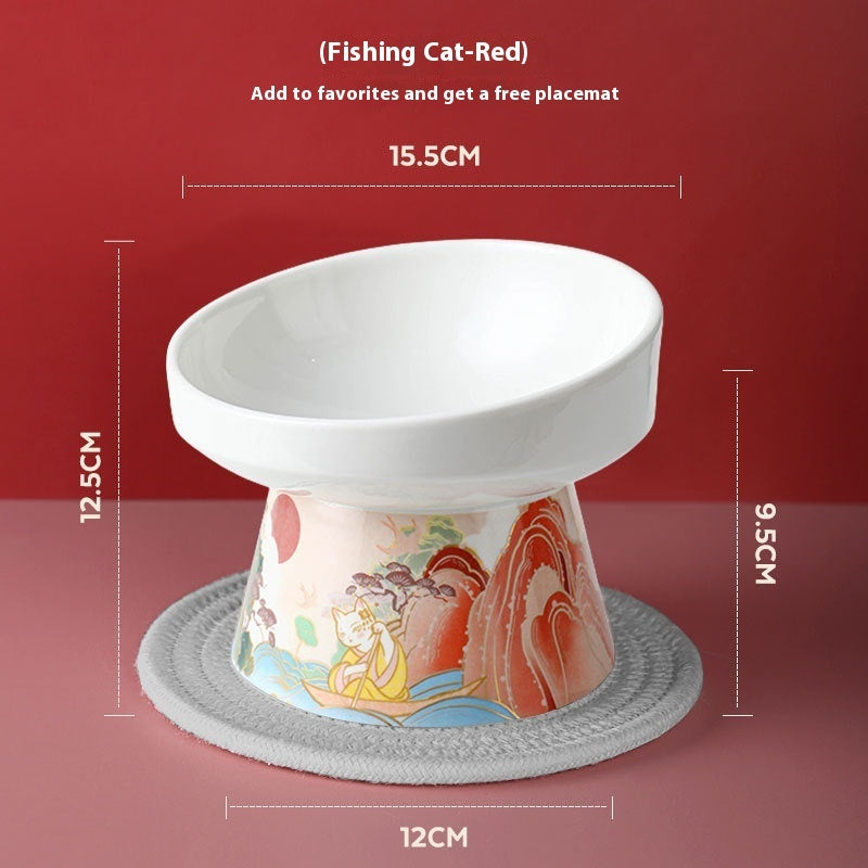 Cat Bowl Pet Ceramic High Leg