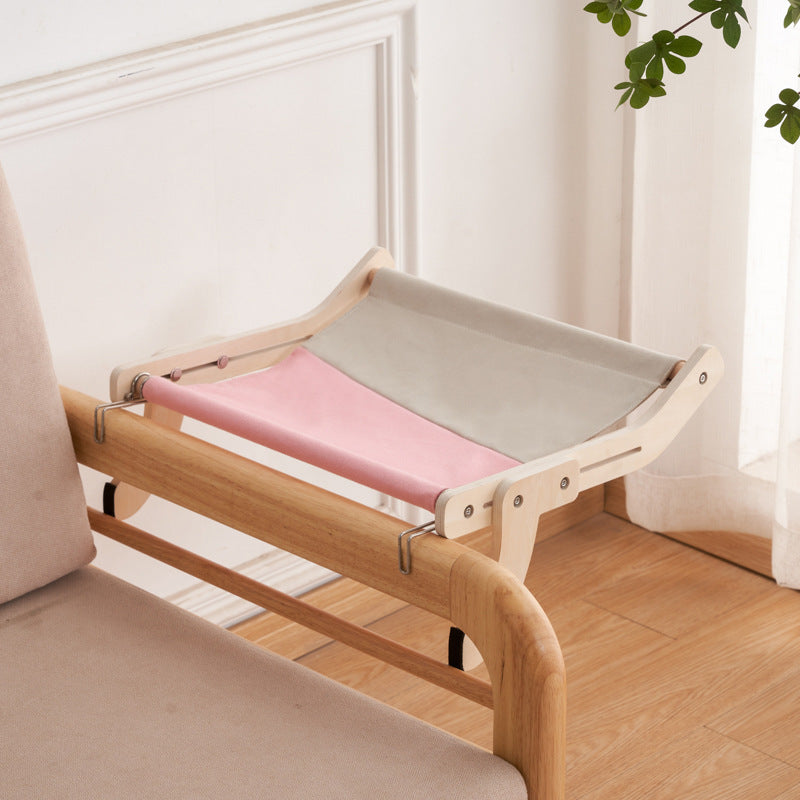 Cama para gatos de madera y vidrio con ventana para balcón