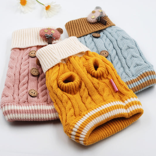 Pet Dog Fashion Sweet Button Sweater