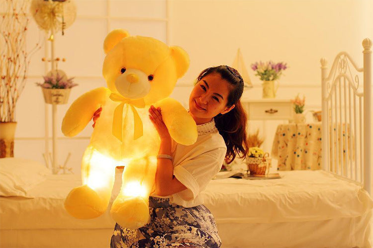 Oso de peluche con luz LED creativa, animales de peluche, juguete de peluche colorido brillante, regalo de Navidad para niños, almohada