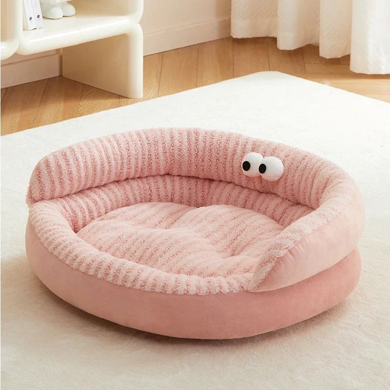 Cama para gatos moderna de color sólido, suave, cálida, lavable, de felpa, para cachorros, para sala de estar, interior, cálida cama para dormir para mascotas en invierno