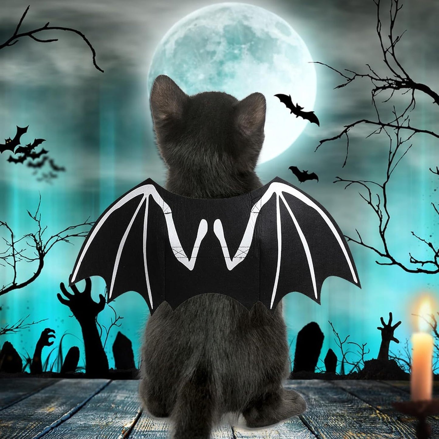 Disfraces de Halloween para perros Disfraz de murciélago para perros Esqueleto luminoso fresco Hueso Alas de murciélago Disfraces de cosplay para mascotas Ropa de vestir para perros y gatos pequeños, medianos y grandes