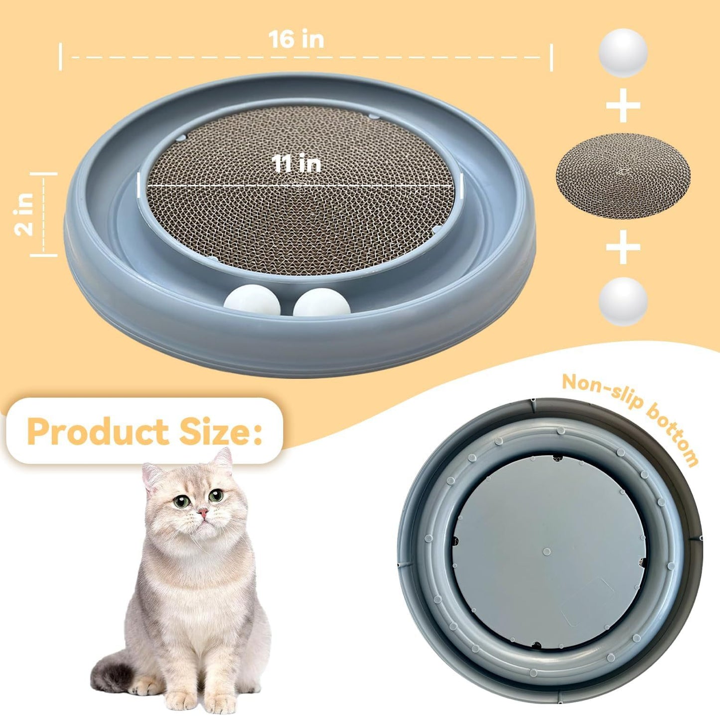 Rascador para gatos, pista de bolas para gatos, rascador para gatos de interior, juguete de pelota para gatos, juguetes para gatos aburridos de interior, ejercicio físico mental para gatitos con pelota de repuesto para evitar pérdidas