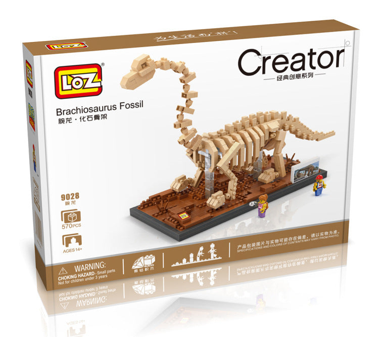 LOZ bloques de diamantes dinosaurio T Rex fósil cráneo Animal modelo juguetes Mini Nano bloques dinosaurio LOZ creador de ladrillos tiranosaurio 