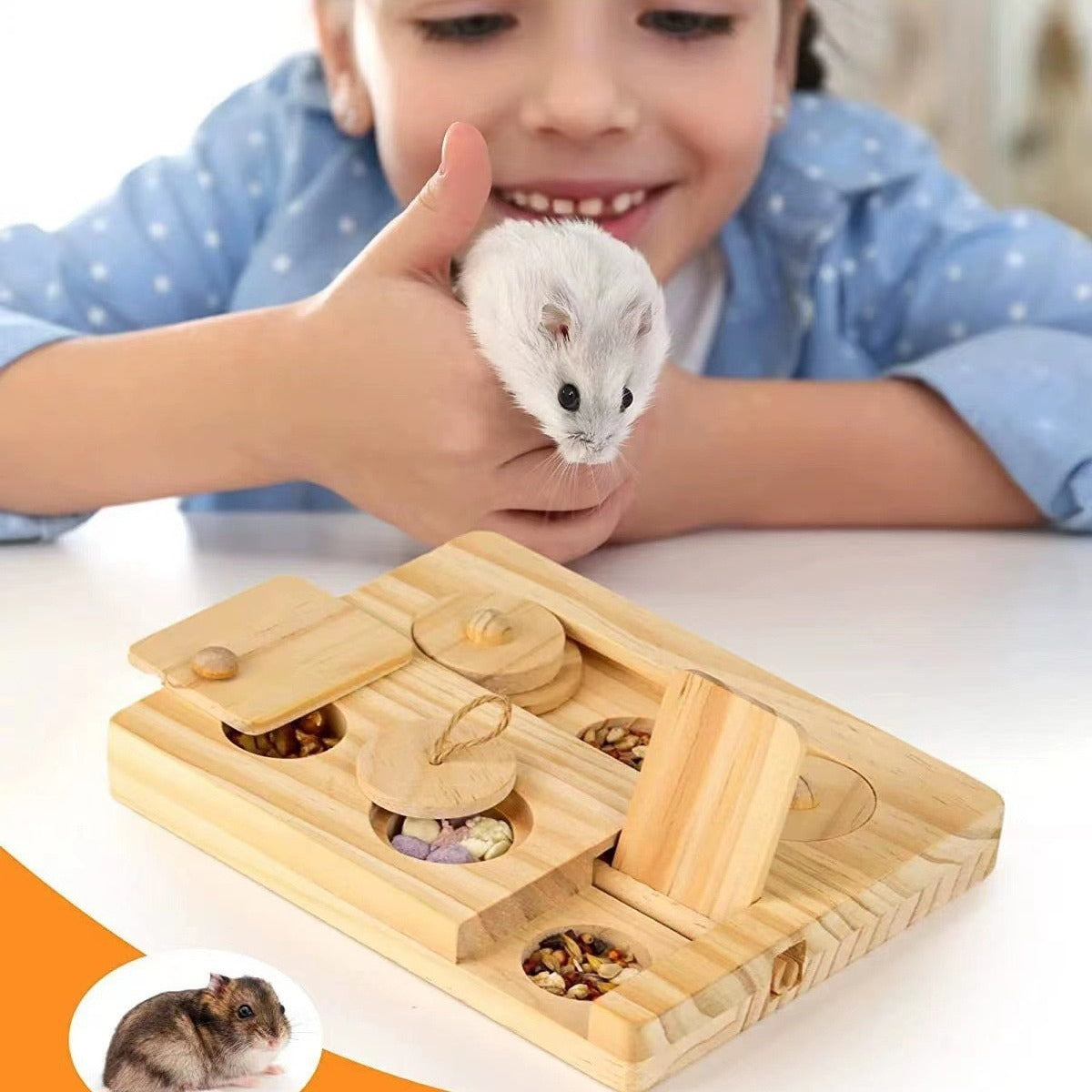 Mangeoire en bois pour hamsters Distributeur de collations pour la maison