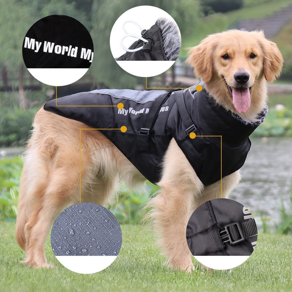 Veste chaude et imperméable réfléchissante pour gros chien, vêtements pour animaux de compagnie