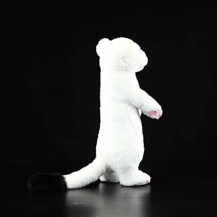 Standing White Ferret Plush Toy Snowplow Ferret Dolls