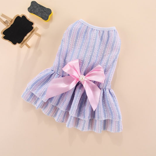 Vertical Striped Butterfly Skirt Pet Cat Dog