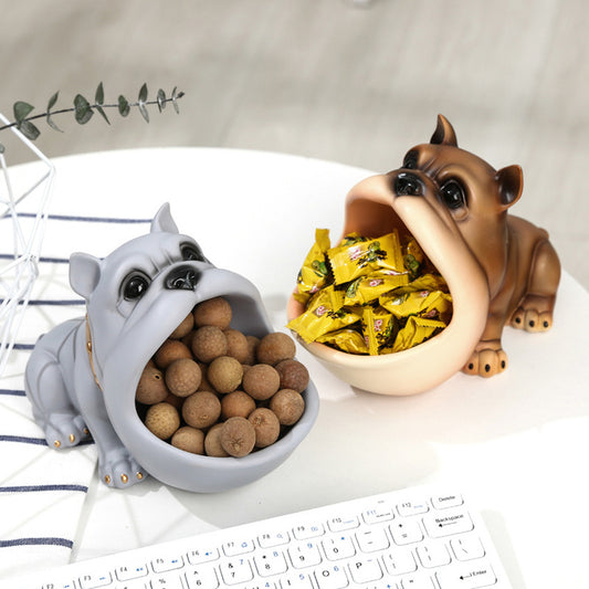 Bulldog Candy Box Statue Dog Animal Figurine Shoe Cabinet Key Storage Box Living Room Home Decoration