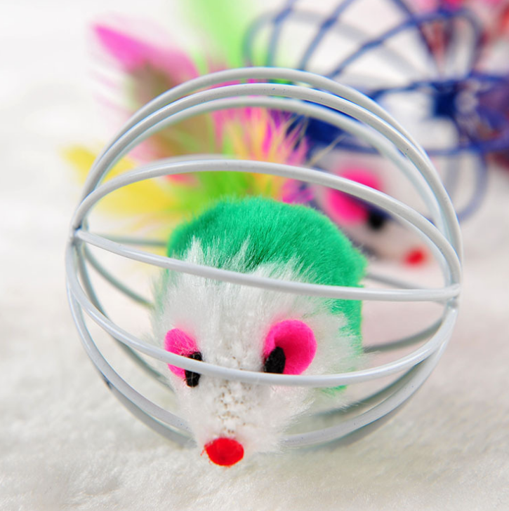 Wire cage mouse cat toy