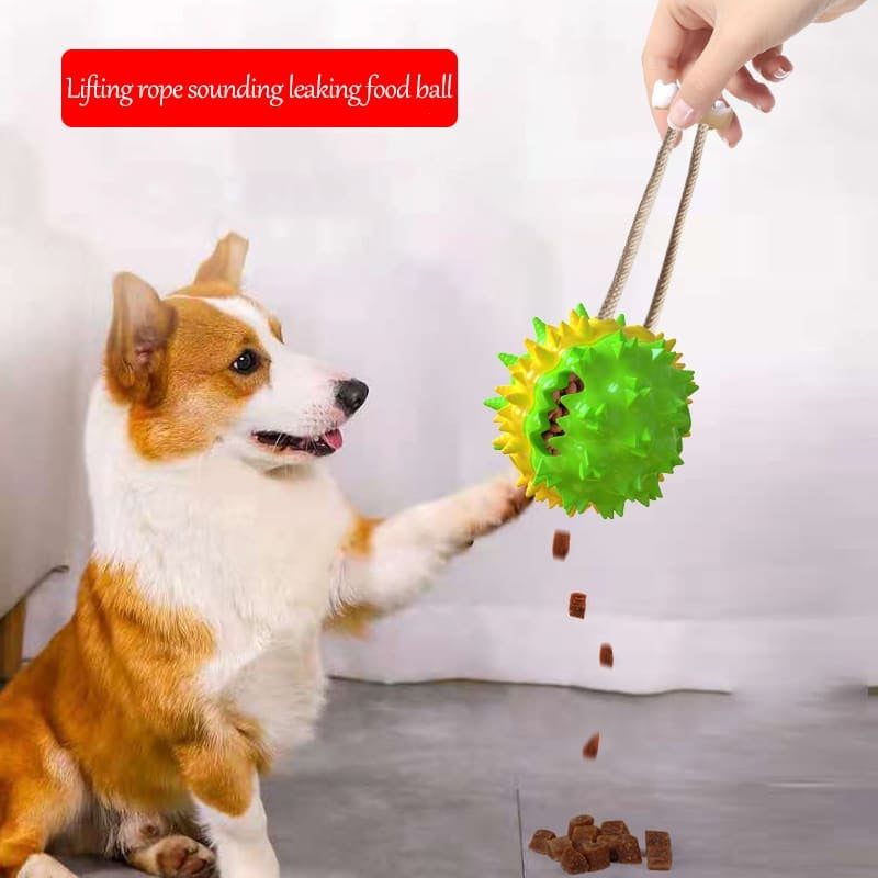 Interactive Pet Toy Multi-color Optional Pet Leaking Food Ball Toy Rope Sound Leaking Food Ball