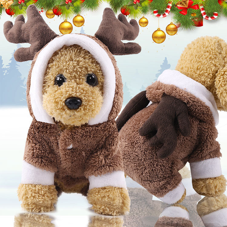 Autumn And Winter Christmas Four Legs Thick Fleece Warm Dog Coat