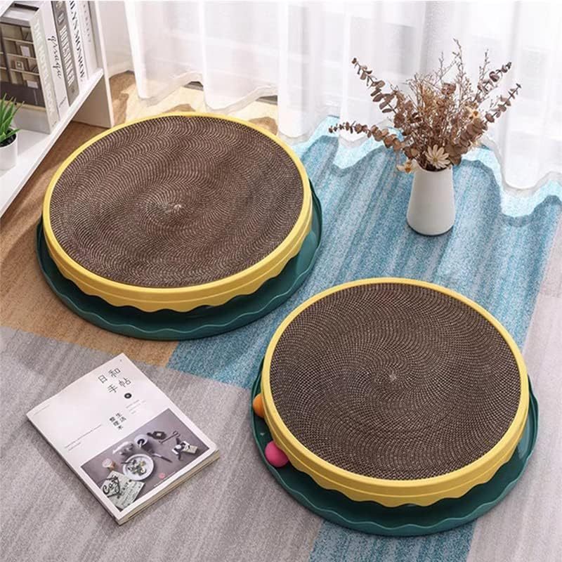 Rascador redondo para gatos, almohadilla para rascar para gatos con pelota, juguete interactivo para hacer ejercicio con forma de ratón, tablero para rascar con pelota, juguetes interactivos para gatos de interior, juego de ejercicio