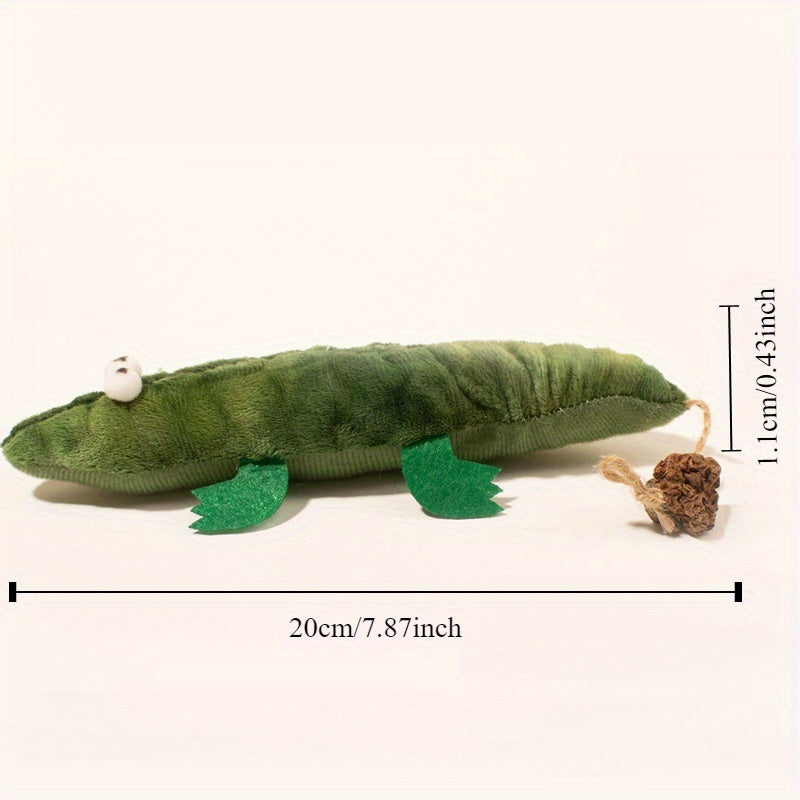 Jouet en peluche alligator à l'herbe à chat Jouet pour chat durable à base de plantes avec un parfum de menthe poivrée pour le nettoyage buccal et le soulagement du stress 