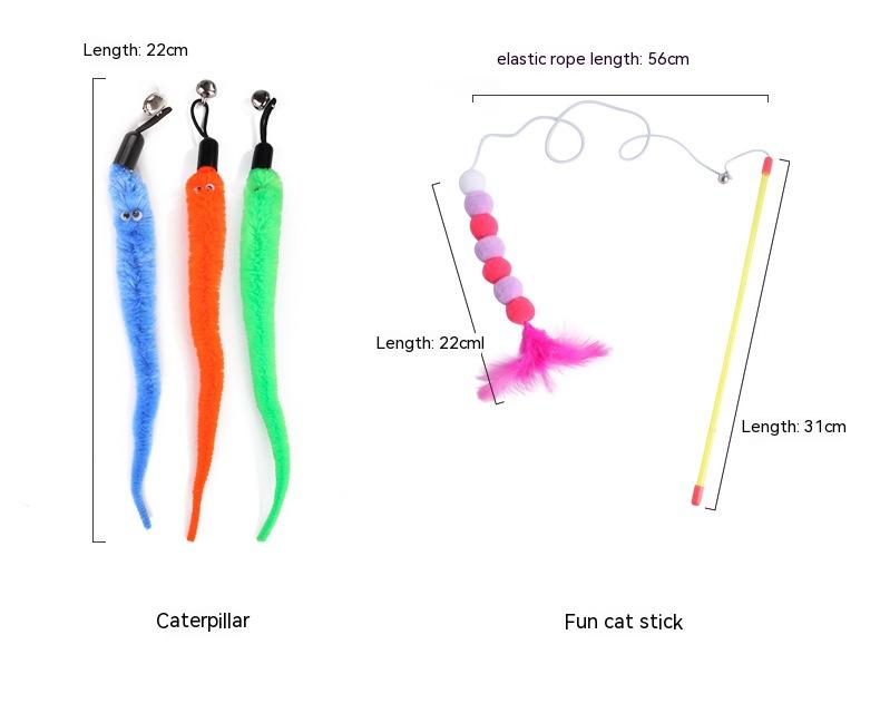 Juguete para gatos, pluma, campana retráctil, repuesto, cabezal de pesca, caña de pescar, juego de 12 piezas