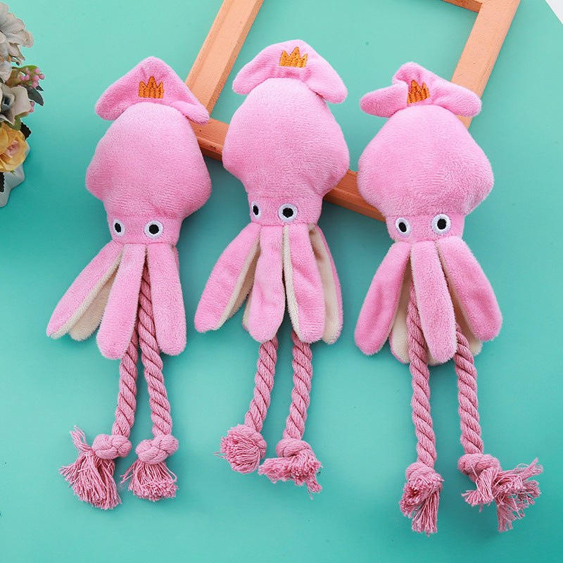 Vocal Cotton String Octopus Bite-resistant Teeth Cleaning Interactive Pet Toy