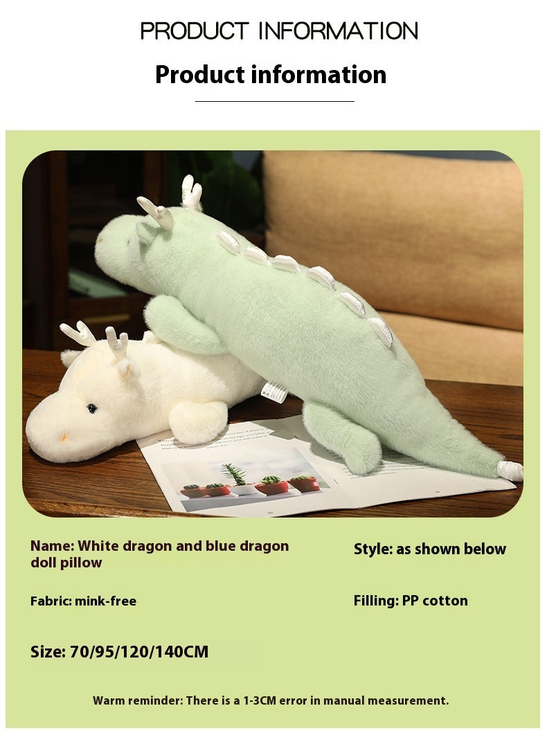 Oreiller de poupée Dragon blanc et bleu, jouet en peluche pour la maison, le salon, le canapé