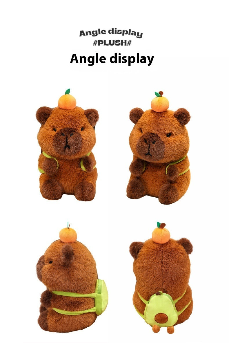 Capabala assis sac à dos petite poupée Capybara jouets en peluche mignon cochon d'inde poupée Ragdoll cadeau