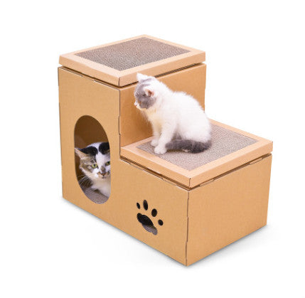 Maison pour chat, Double échelle, disque à griffes pour chat, disque de meulage, jouets gratuits à l'herbe à chat