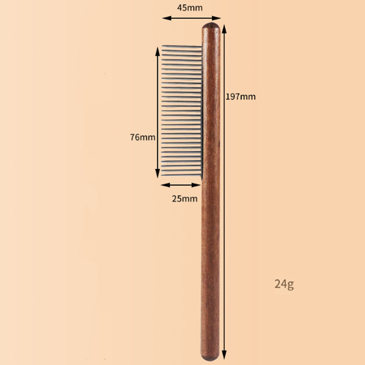 Peigne pour animaux de compagnie avec manche en bois, outil de toilettage pour chiens, chats et autres animaux à poils longs et courts