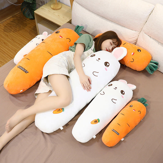 Simulation Cartoon Cute Big White Rabbit Yellow Carrot Plush Toy