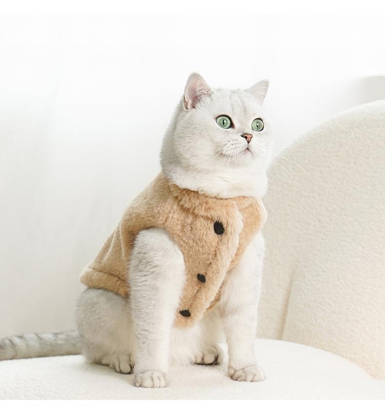 Ropa cálida para gatos, chaleco grueso con forro polar para mascotas, chaleco a prueba de frío y pelusa