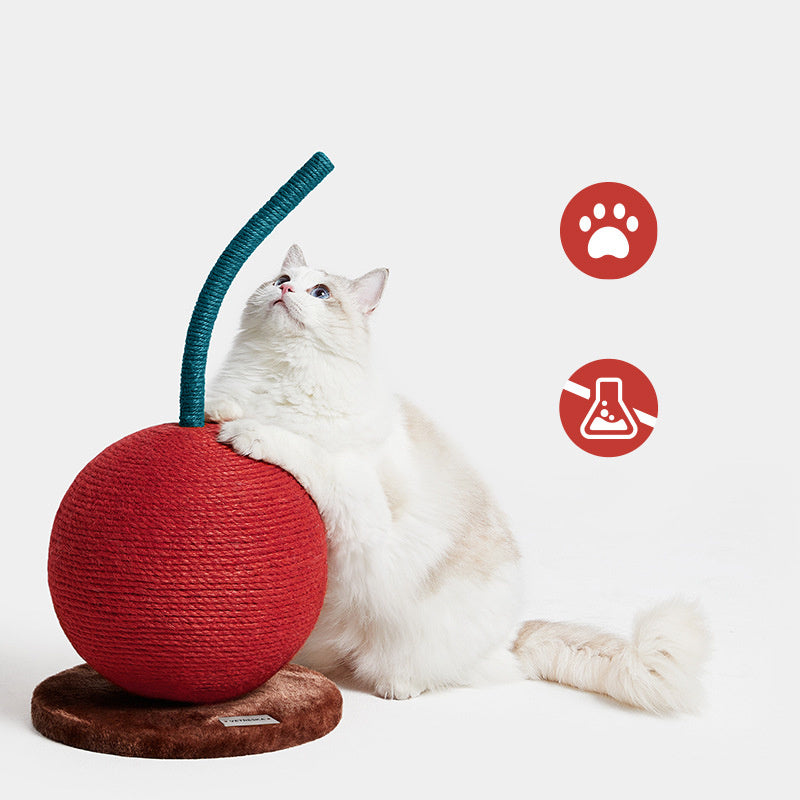 Jouet à fruits grimpants pour chat en forme de cerise orange