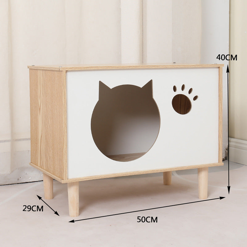 Modelado creativo nido de madera para mascotas nido de gato de madera maciza mesita de noche para Gato