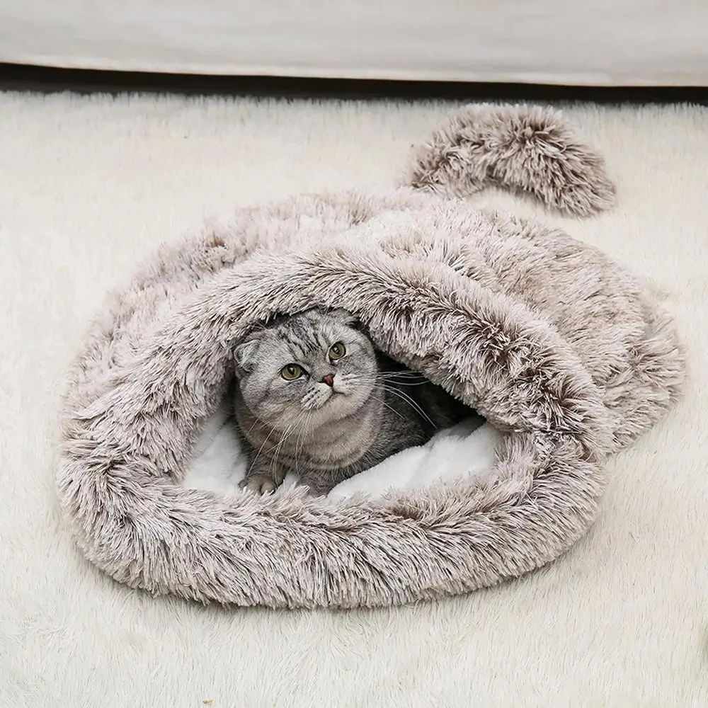 Plush Bag Cat Hideout House Winter Warm Mat Small Animals Puppy House Cat Sleeping Bed Dog Kennel Pet Bed Houses And Habitats