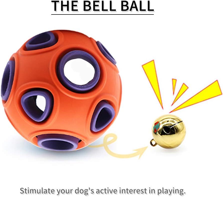 Dog Ball Toy Dog Interactive Toy With Ring Bell Squeak Toys Dog Rubber Bouncy Ball Pet Exercise Game Puzzle Ball To Increase IQ Search Catch Bite Resistant Chewing Toy