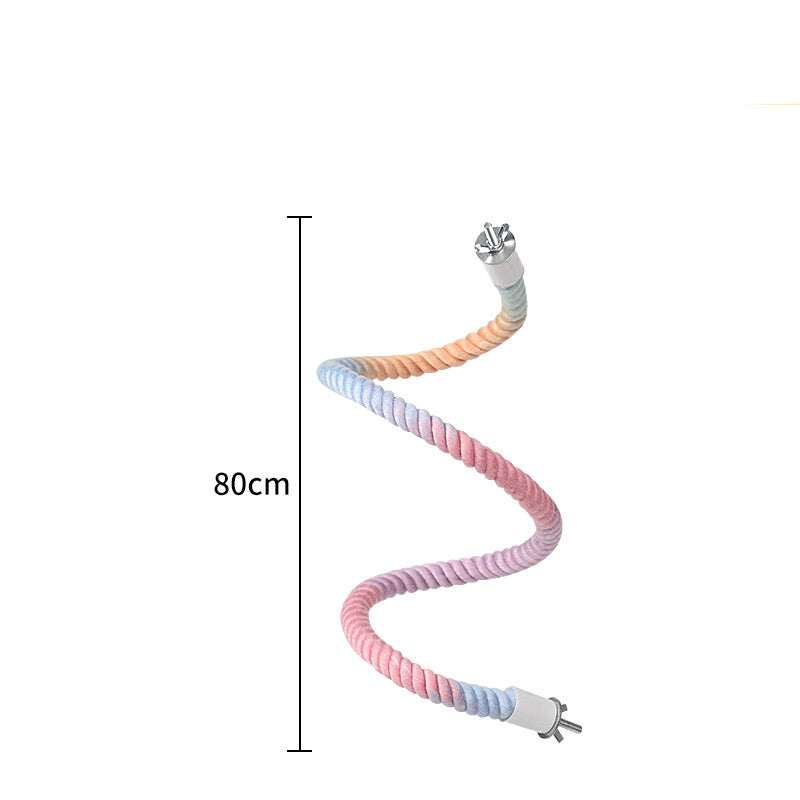 Gradient Colorful Bird Rope Perch Stand For Bird Cages Bendable Climbing Rope Cage Accessory Toy For Cockatiel Parakeet Sugar Glider