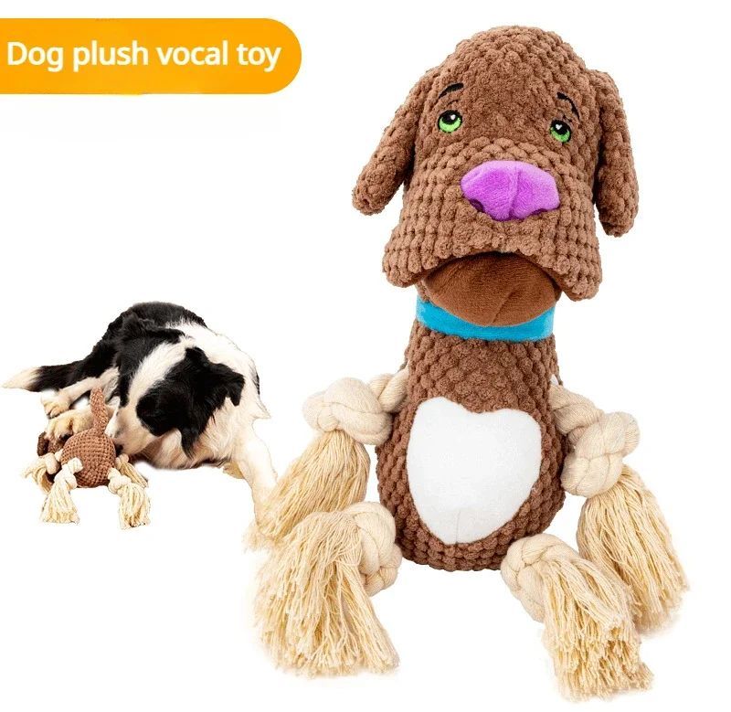 Dog Plush Vocalization Toys Bite Resistant Cotton Rope Dog Teeth Grinding Interactive Training Puppy Plaything Pets Supplies