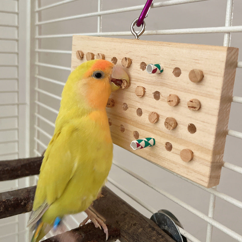 Juguetes para loros, juguete de teclado de madera maciza colgante de descompresión para entrenamiento