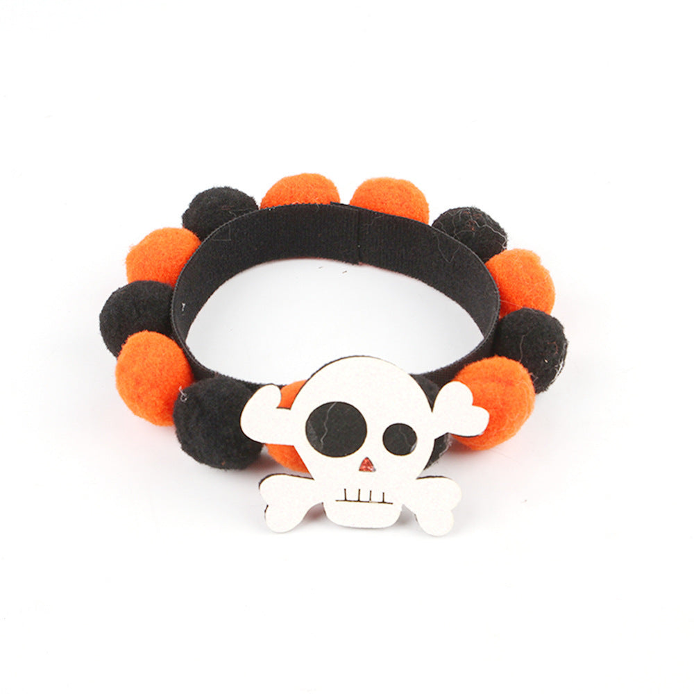 Collar con bola de pelo para mascotas de Halloween, accesorios de calabaza