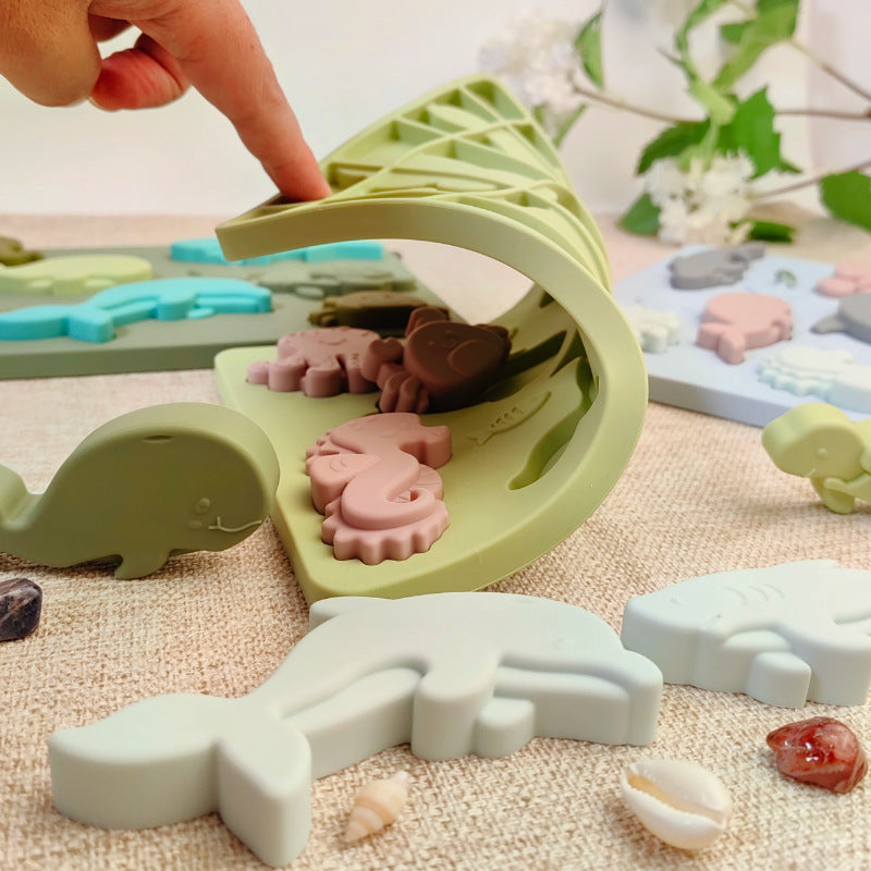 Marine Animal Silicone Educational Toys Montessori Early Education Three-dimensional Building Blocks