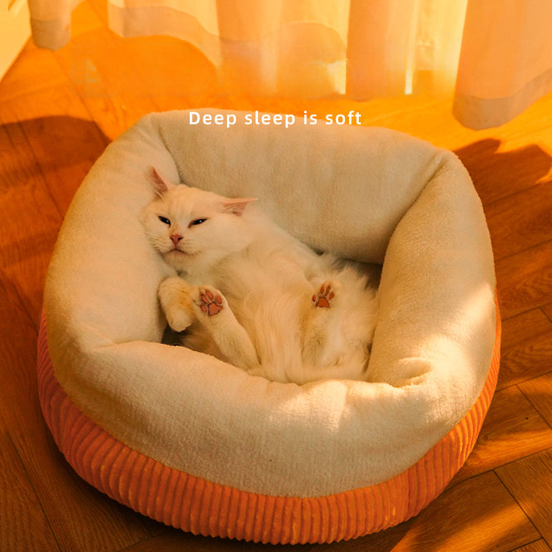 Durable Washable Cat Sofa Bed Cozy Circular Kennel Calming Pet Basket Kitten Puppy Crate Nest For Sleeping